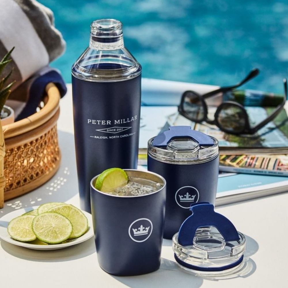 NEW IN SEALED BOX Peter Millar Cocktail Shaker Tumbler & Portable Travel Cups